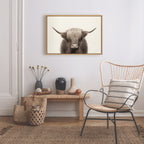 Sylvie Hey Dude Highland Cow Color Framed Canvas by The Creative Bunch Studio