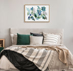 Sylvie Tropic Leaves Blue Framed Canvas by Sara Berrenson