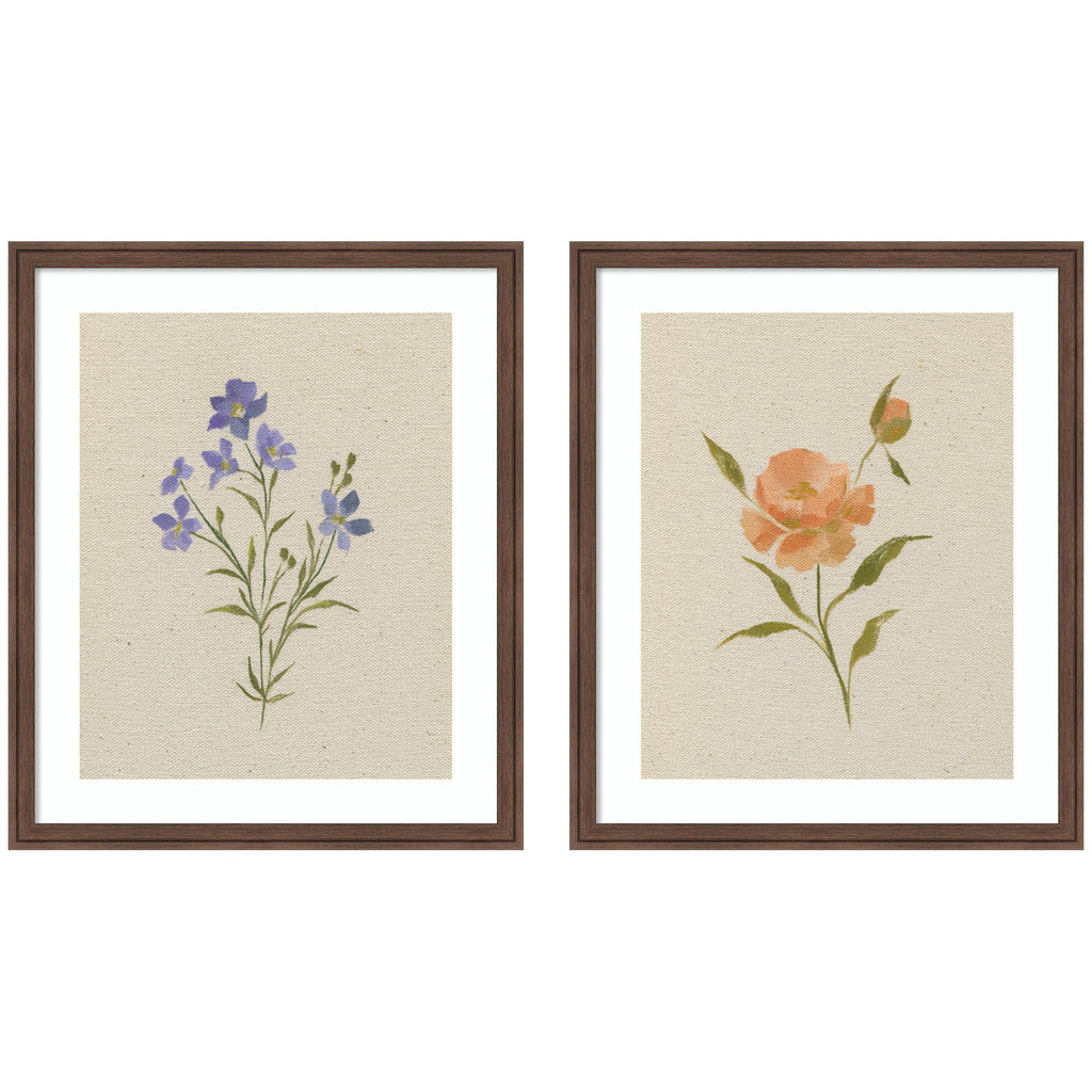 AQ Simple Blooms 2 Piece Framed Wall Art Print Set by Annie Quigley