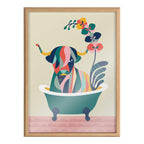 Blake Mid Century Modern Cow in Bathtub Framed Printed Glass by Rachel Lee of My Dream Wall