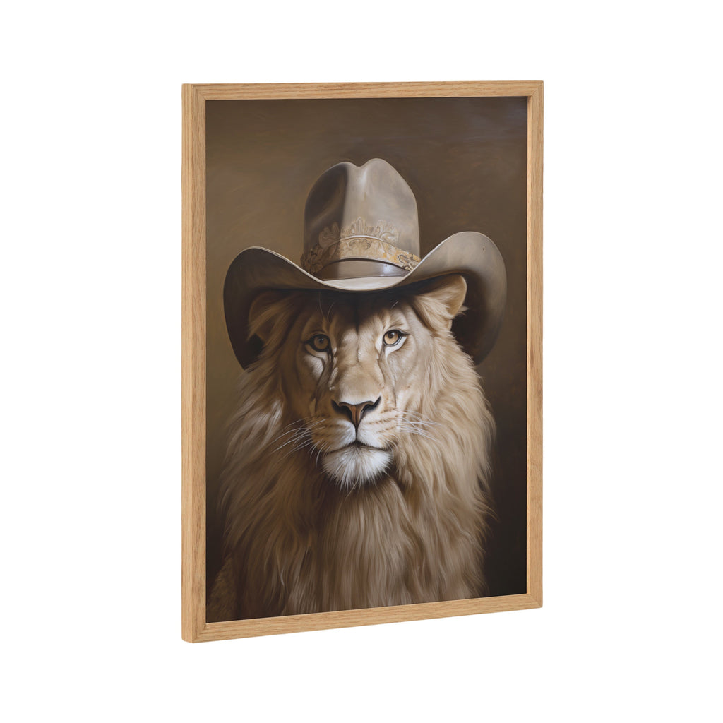 Gallery Lion Wearing a Western Cowboy Hat Print by The Creative Bunch Studio