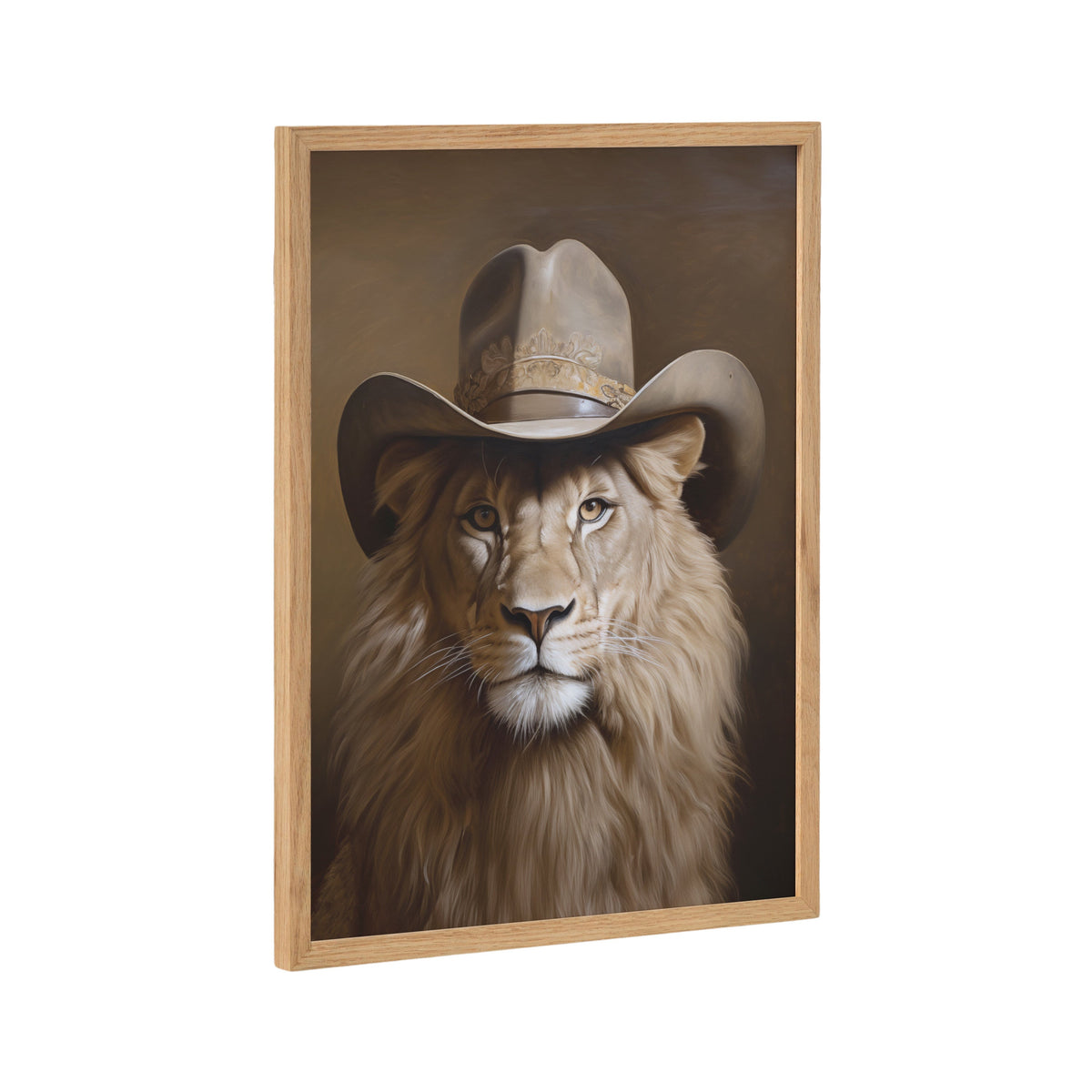 Gallery Lion Wearing a Western Cowboy Hat Print by The Creative Bunch Studio