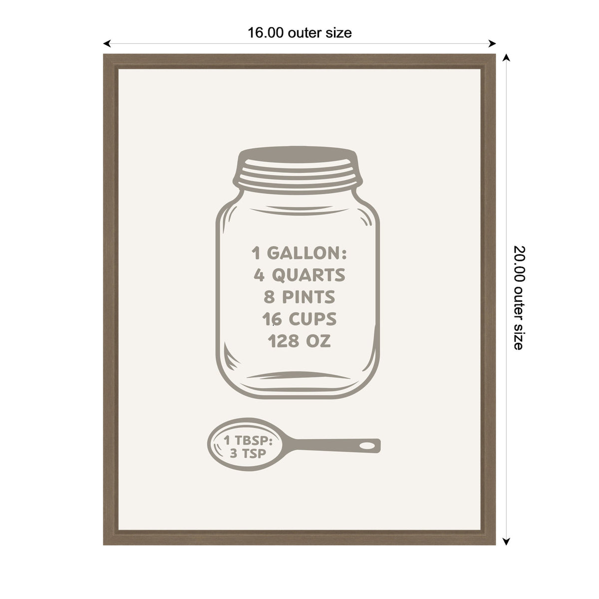Kitchen Conversion Charts Gallon Tbsp by The Creative Bunch Studio Framed Canvas Wall Art Print