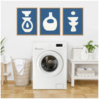 Sylvie Ceramic Blue Beige Abstracts Framed Canvas Art Set by Rocket Jack