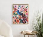 Gallery Bright Colorful Boho Peacock and Botanicals Print by The Creative Bunch Studio