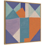 Sylvie Painterly Soft Geometric Shapes Neutral Linen Framed Canvas by The Creative Bunch Studio