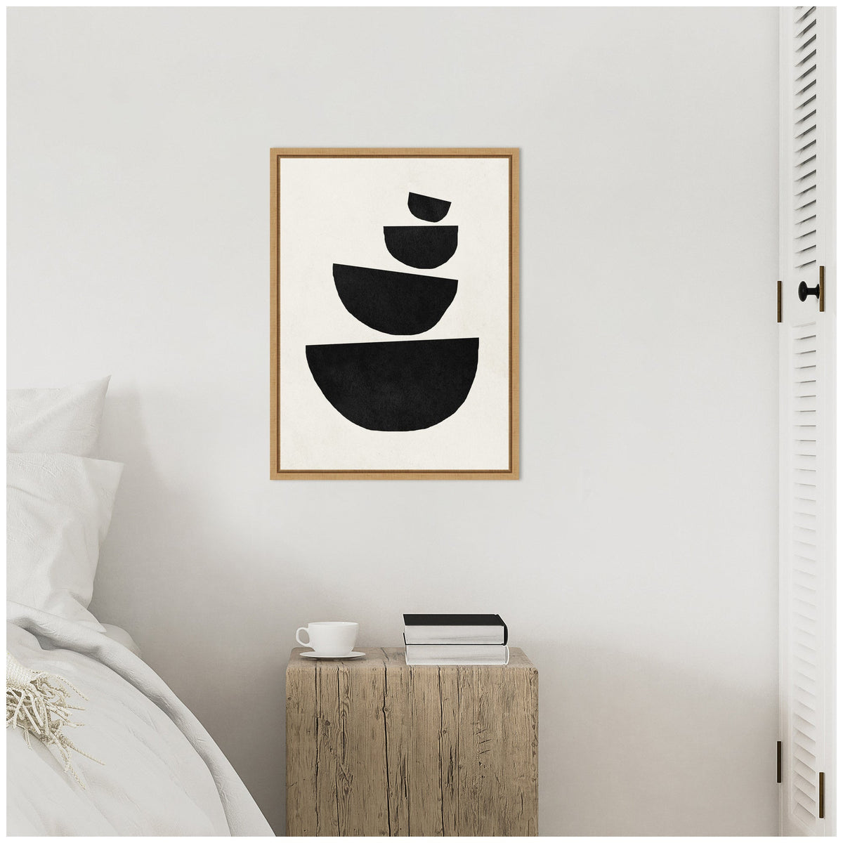 Sylvie Black Geometric Abstract 1 Framed Canvas by July Art Prints