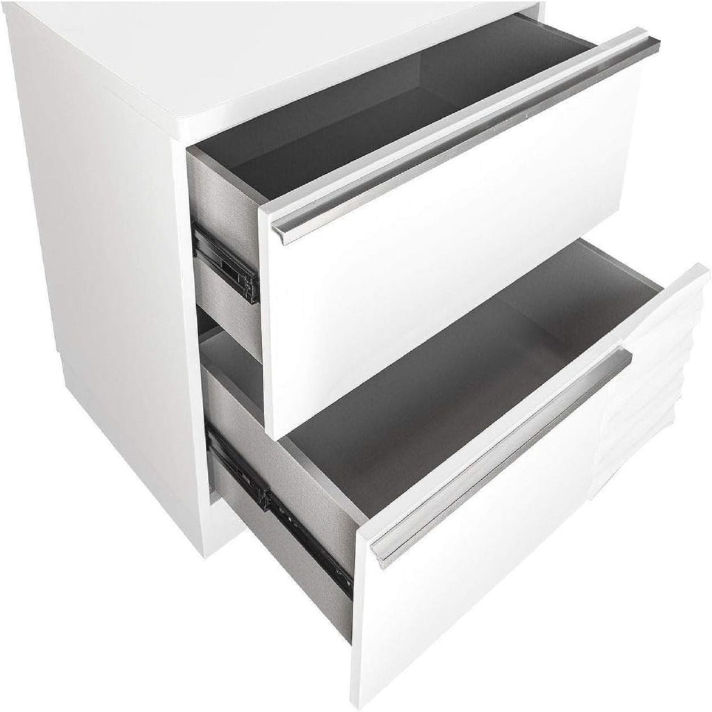 2 Drawer Nightstand, Bedside Table - White