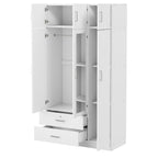 Modern 3 Door Mirror Wardrobe With 2 Drawers And Top Cabinet