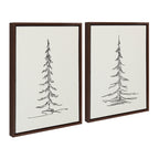 Sylvie Minimalist Evergreen Trees Sketch Framed Canvas Art Set by The Creative Bunch Studio