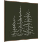 Sylvie Framed Canvas Minimalist Evergreen Trees Sketch Green by The Creative Bunch Studio