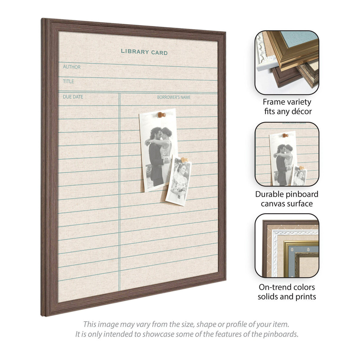 Framed Fabric Pinboard Linen Library Card Wall Organization