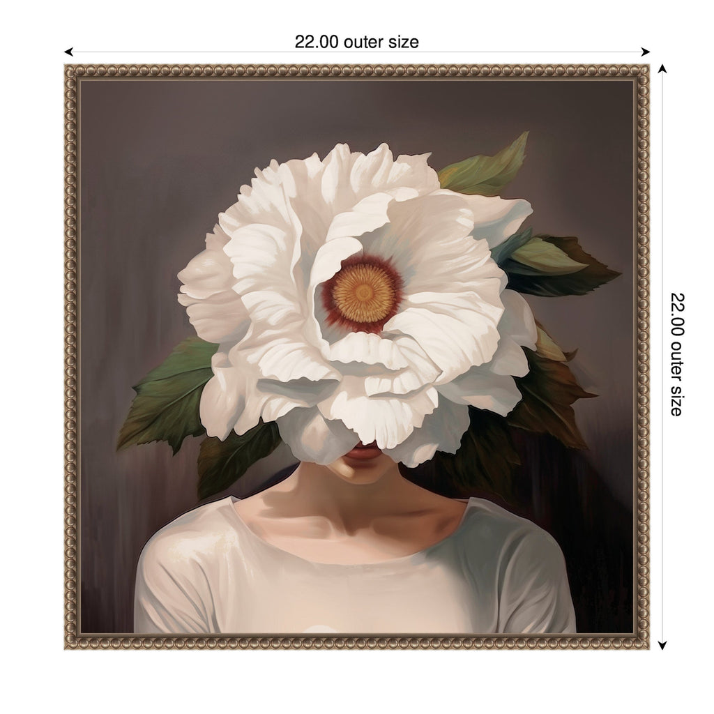 Sylvie White Flower Woman Portrait Framed Canvas by The Creative Bunch Studio