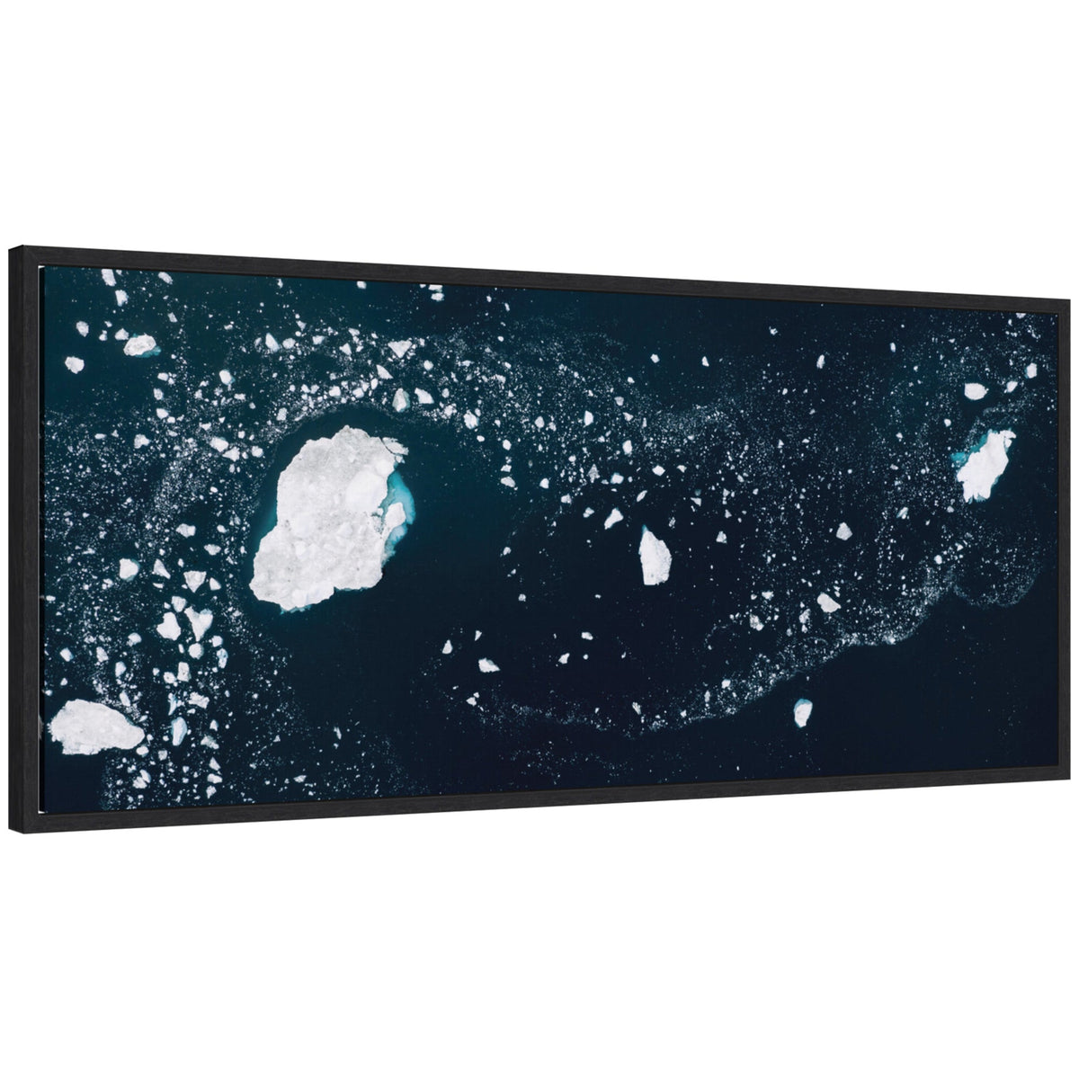 Sylvie Blue and White Iceberg Pattern in Greenland Framed Canvas by Michael Schauer