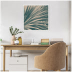 Sylvie Modern Retro Teal Maximalist Palm Leaves Framed Canvas by Stephanie Klatt
