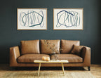 Sylvie Blue and Green Expressive Abstract 1 and 2 Framed Canvas Art Set by The Creative Bunch Studio
