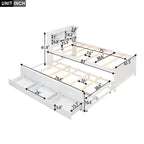 Platform Bed With Storage Headboard, USB, Trundle And 3 Drawers