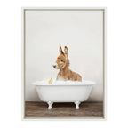 Sylvie Baby Donkey in Rustic Bath Framed Canvas by Amy Peterson Art Studio