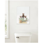 Sylvie Three Bear Cubs in Cottage Green Bath Framed Canvas by Amy Peterson