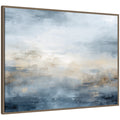 Sylvie Tonal Abstract Oceanic Nautical Serenity Blue Horizontal Framed Canvas by The Creative Bunch Studio