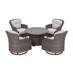 Tenaya Round Wicker FirePit Table with Metal Cover