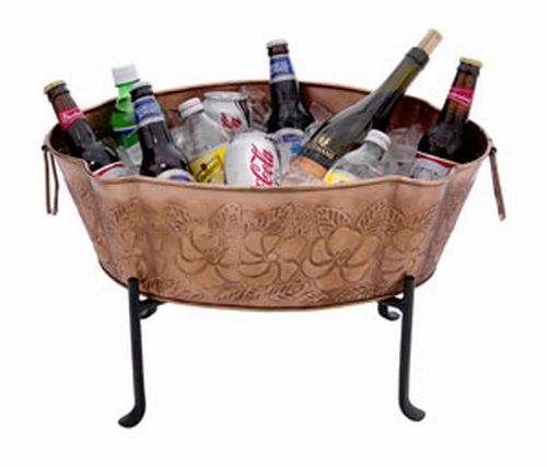 Achla C-52C Embossed Tub Galvanized Steel - Copper