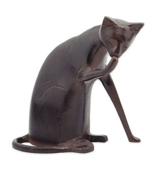 Achla Cat-05 Coy Cat Statue - Aluminum With Dark Bronze