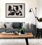 Sylvie Distorted Shapes of Black and Tan Framed Canvas by The Creative Bunch Studio
