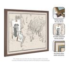 Framed Fabric Pinboard Vintage Black and White Linen World Map Wall Organization