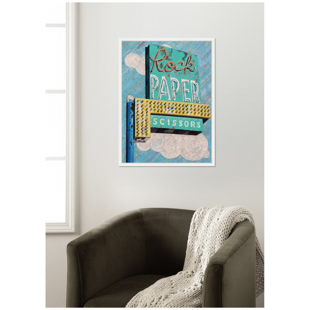 Rock Paper Scissors by Krista V. Allenstein Framed Canvas Wall Art Print