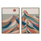 Sylvie Mid Century Modern Mountains Blue Framed Canvas Set by Rachel Lee of My Dream Wall