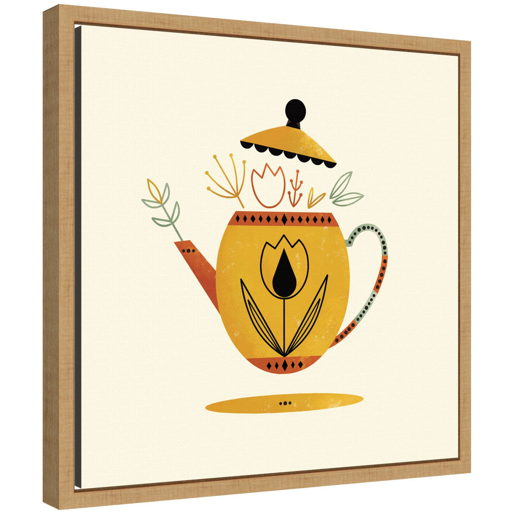 Sylvie Yellow Kettle Framed Canvas by Amber Leaders