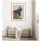 Framed Art Peacock and Peonies 1840 Utagawa Hiroshige Neutral Linen by The Art Institute of Chicago