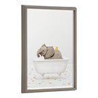 Blake Baby Elephant Bath Time with Rubber Ducky Framed Printed Glass by Amy Peterson Art Studio