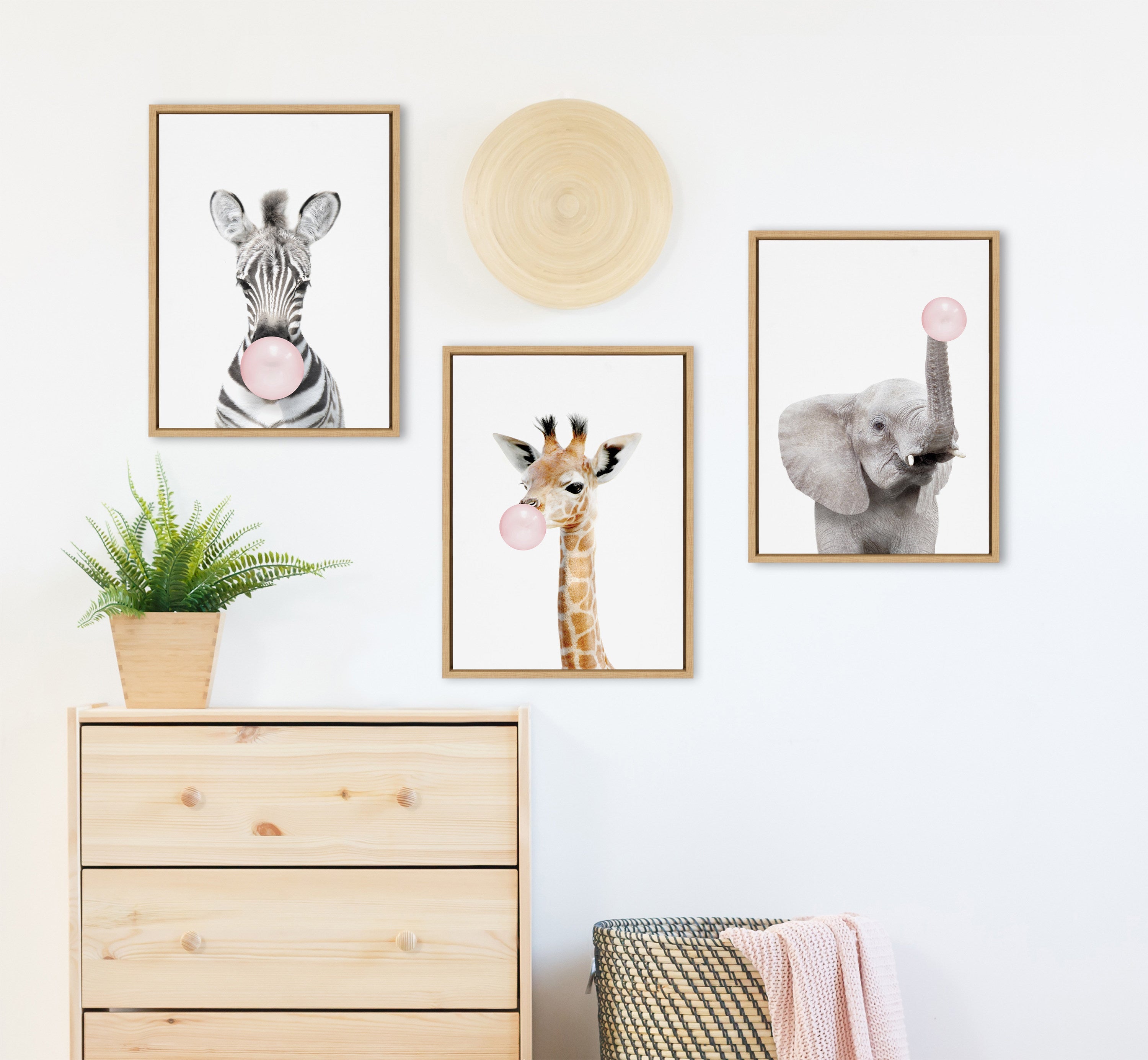 Sylvie Bubble Gum Zebra Framed Canvas by Amy Peterson Art Studio