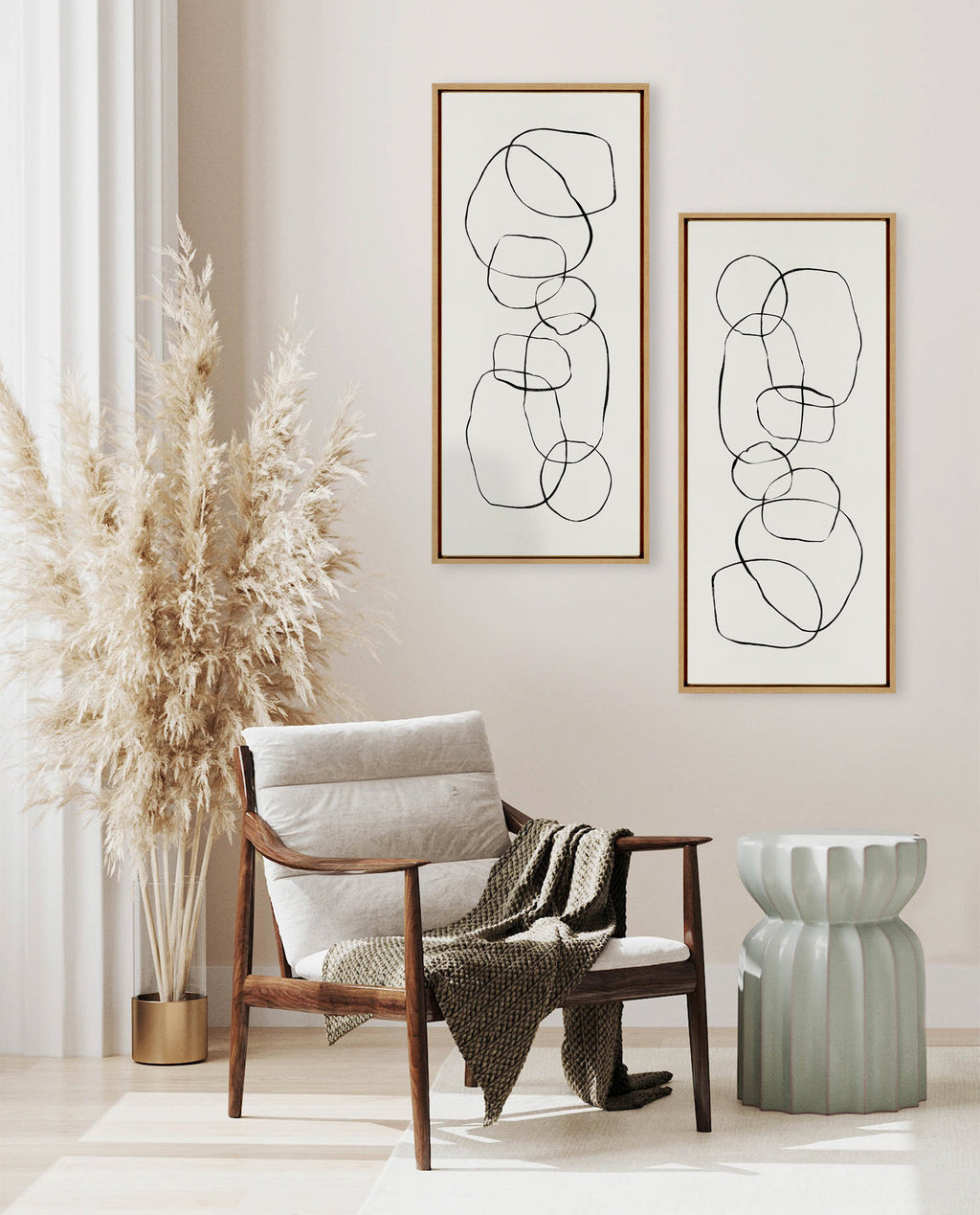 Sylvie Dancing Circles Framed Canvas by Teju Reval of SnazzyHues