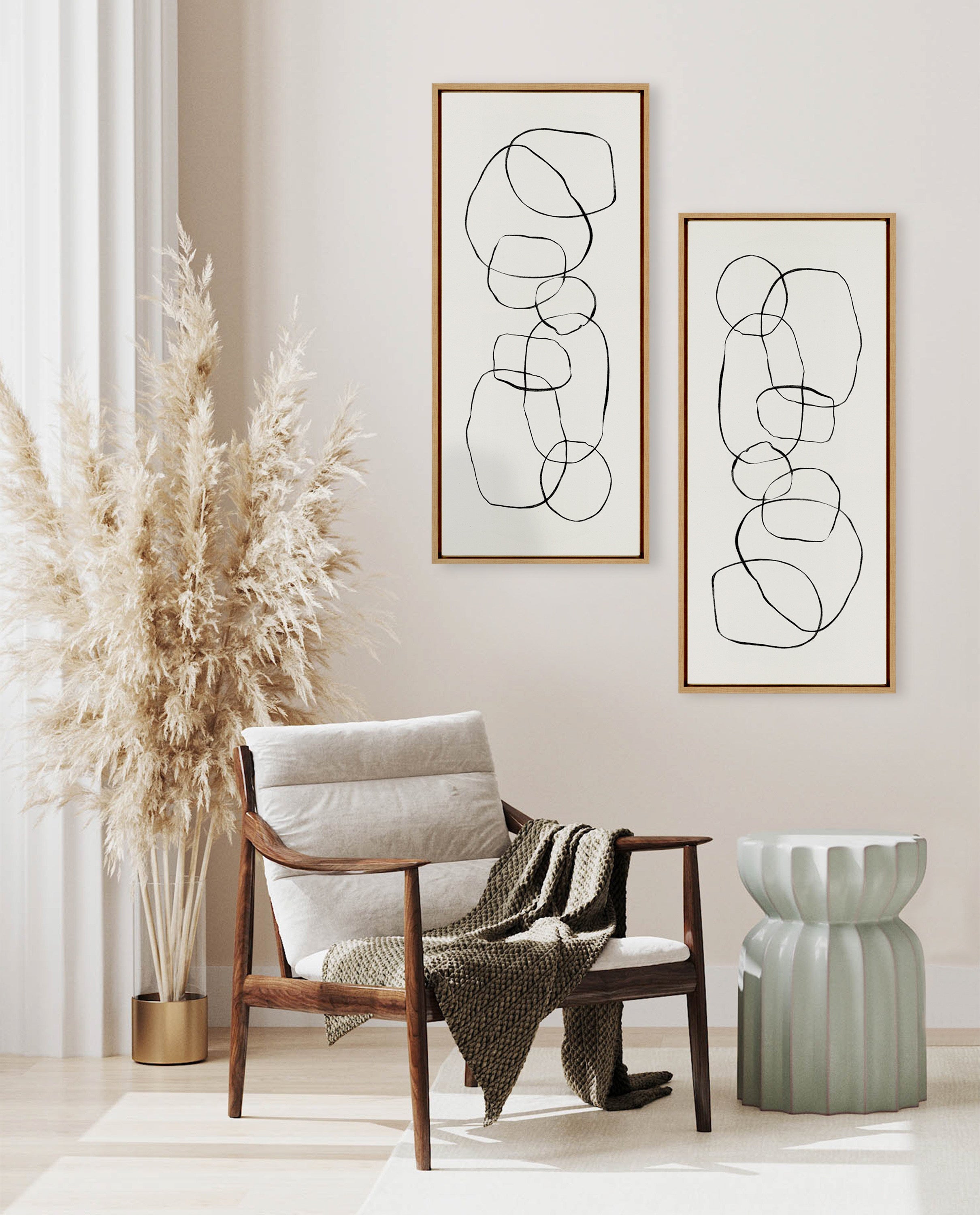 Sylvie Dancing Circles Framed Canvas by Teju Reval of SnazzyHues