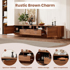 TV Stand, Entertainment Center With Deep Drawers, Cable Management & Soft Closing Hinges