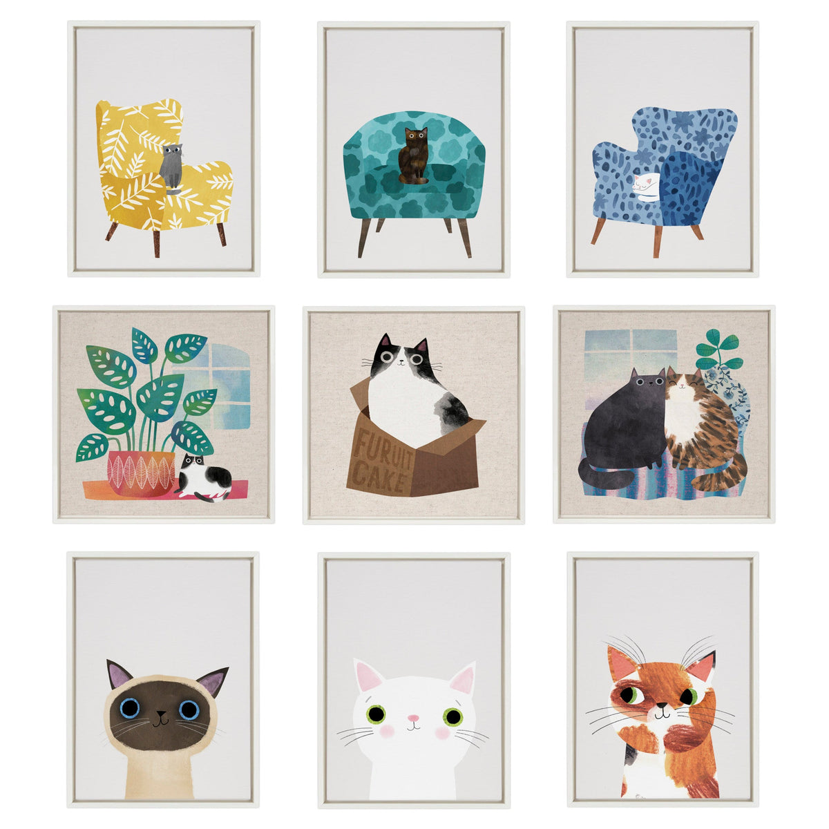 Sylvie Friends 1 Framed Canvas by Planet Cat