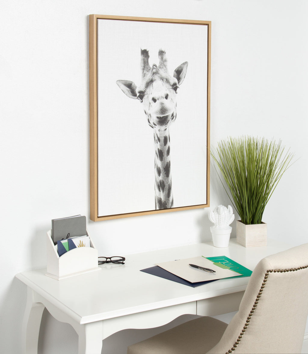 Sylvie Giraffe Framed Canvas by Simon Te of Tai Prints