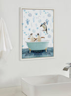 Sylvie Penguins In Under the Sea Bath Framed Canvas by Amy Peterson Art Studio