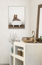Sylvie Bear Rustic Bubble Bath Framed Canvas by Amy Peterson Art Studio