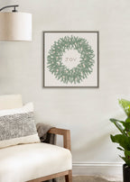 Sylvie Joy Wreath Green Framed Canvas by Hannah Beisang