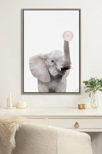 Sylvie Bubble Gum Elephant Framed Canvas by Amy Peterson Art Studio