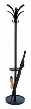 Alba PMBRION coat Stand in Black With 8 Black coat Pegs and a Integrated Umbrella Holder
