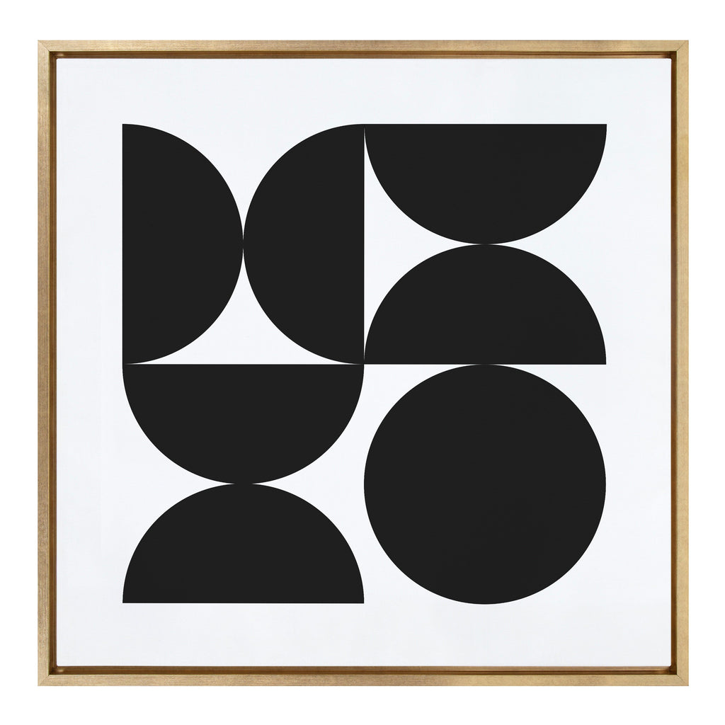 Sylvie Bold Vintage Geometric Black and White Framed Canvas by The Creative Bunch Studio