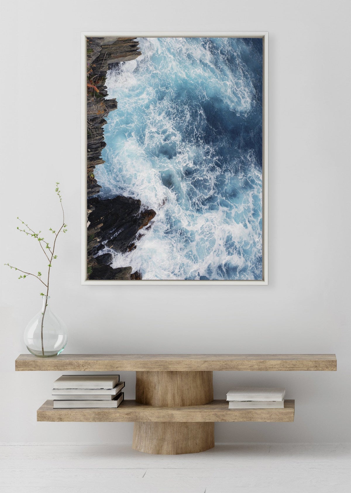 Sylvie Sea Foam Framed Canvas by Rachel Bolgov