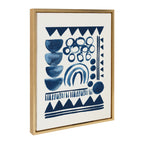 Sylvie 858 Indigo Abstract Framed Canvas by Teju Reval