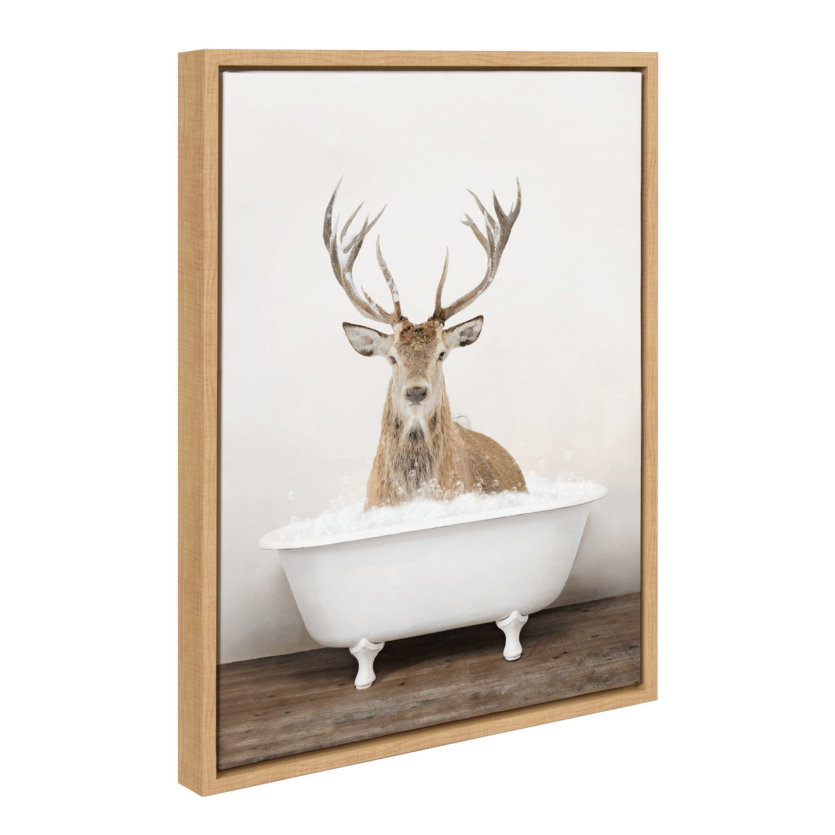 Sylvie Male Deer in Rustic Bath Framed Canvas by Amy Peterson Art Studio