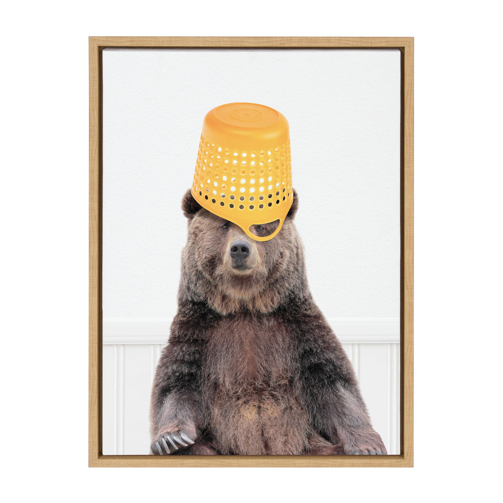 Sylvie Basket Case Bear Framed Canvas by Amy Peterson Art Studio